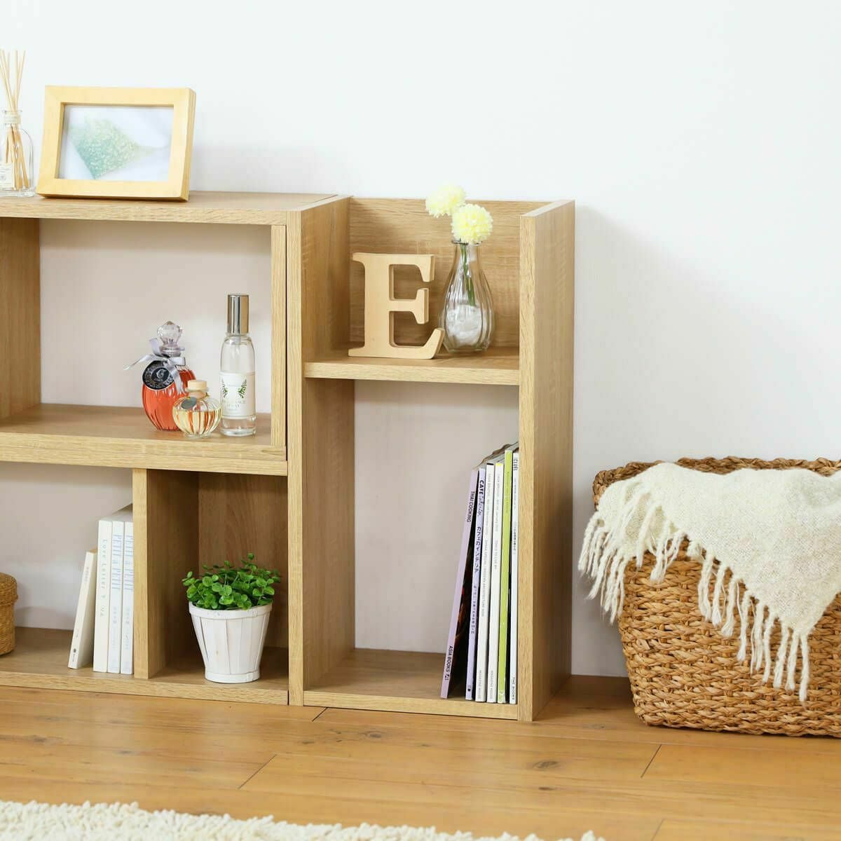 ミニラック 棚 幅59cm 高さ30cm ナチュラルブラウン コの字 組合せ