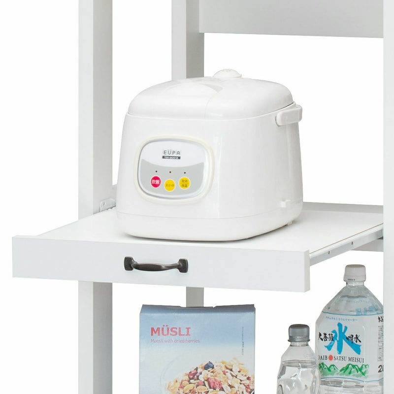 [炊飯器用スライド棚]炊飯器や電気ポットを乗せて簡単に引き出せるスライド棚です。