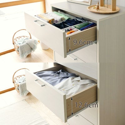 深さが異なる2サイズの引出