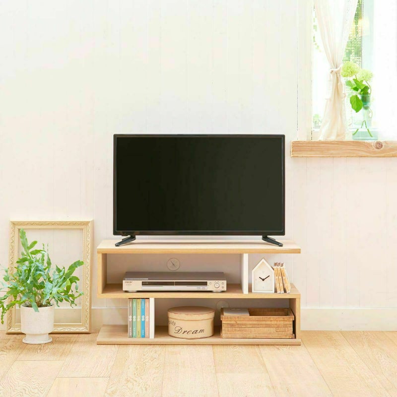 テレビ台 ラック 幅84cm 高さ40cm ナチュラルブラウン ホワイト 白 32V型対応 配線穴付 TVボード