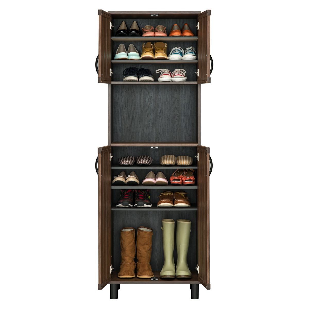 下駄箱 シューズボックス 幅60cm 高さ185cm ダークブラウン 通気性