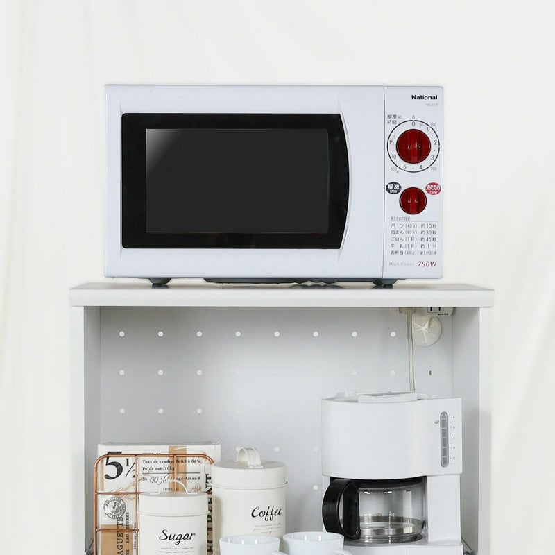 [便利なレンジスペース]大型の電子レンジでもすっきり乗せることができます。