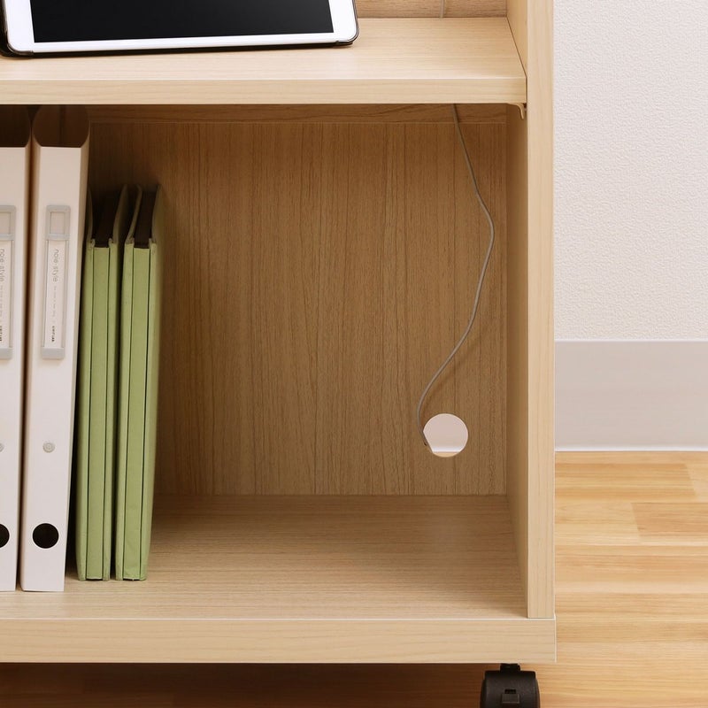 [コードを後ろに通せる配線穴]背板に配線穴があるので、充電コードなどの配線を後ろに通すことができます。※画像はNA色