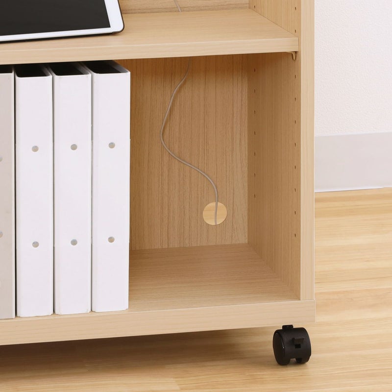 [コードを後ろに通せる配線穴]背板に配線穴があるので、充電コードなどの配線を後ろに通すことができます。※画像はNA色