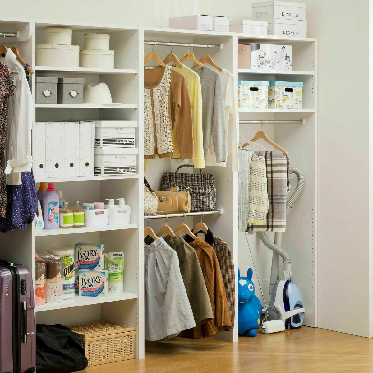 Closet Hanger Rack/クローゼットハンガー ハンガーラック 楽天市場】ハンガーラック カバー付 棚 シェルフ シンプル 収納 組立式
