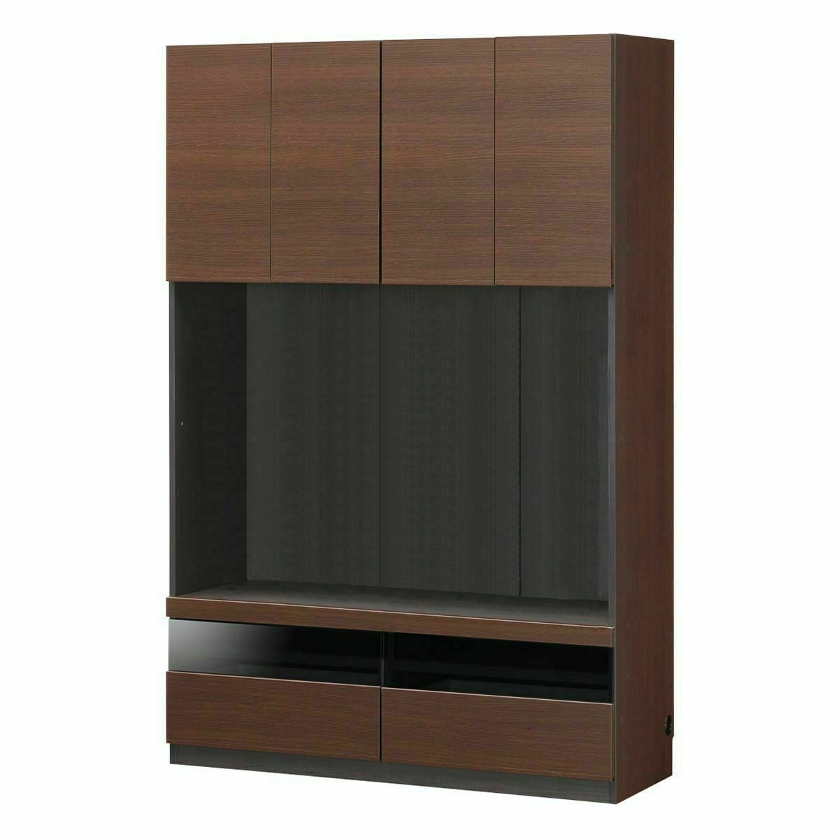 国産 壁面収納 テレビ台 幅120cm 高さ180cm ダークブラウン 50V型対応