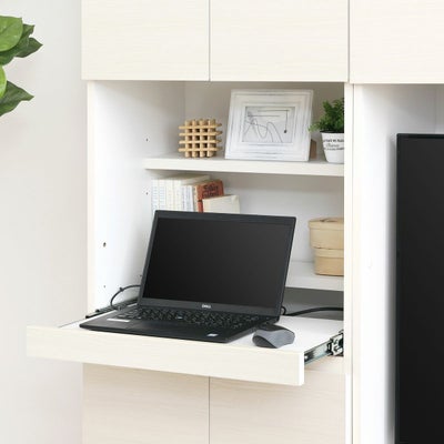 デスクとして使えるスライド棚