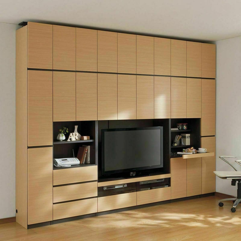 [壁面システム収納シリーズ]同シリーズの商品を組み合わせてスペースに合った収納をつくれるシステム収納です。壁面を収納に変えて、すっきりと美しいリビングをつくります。