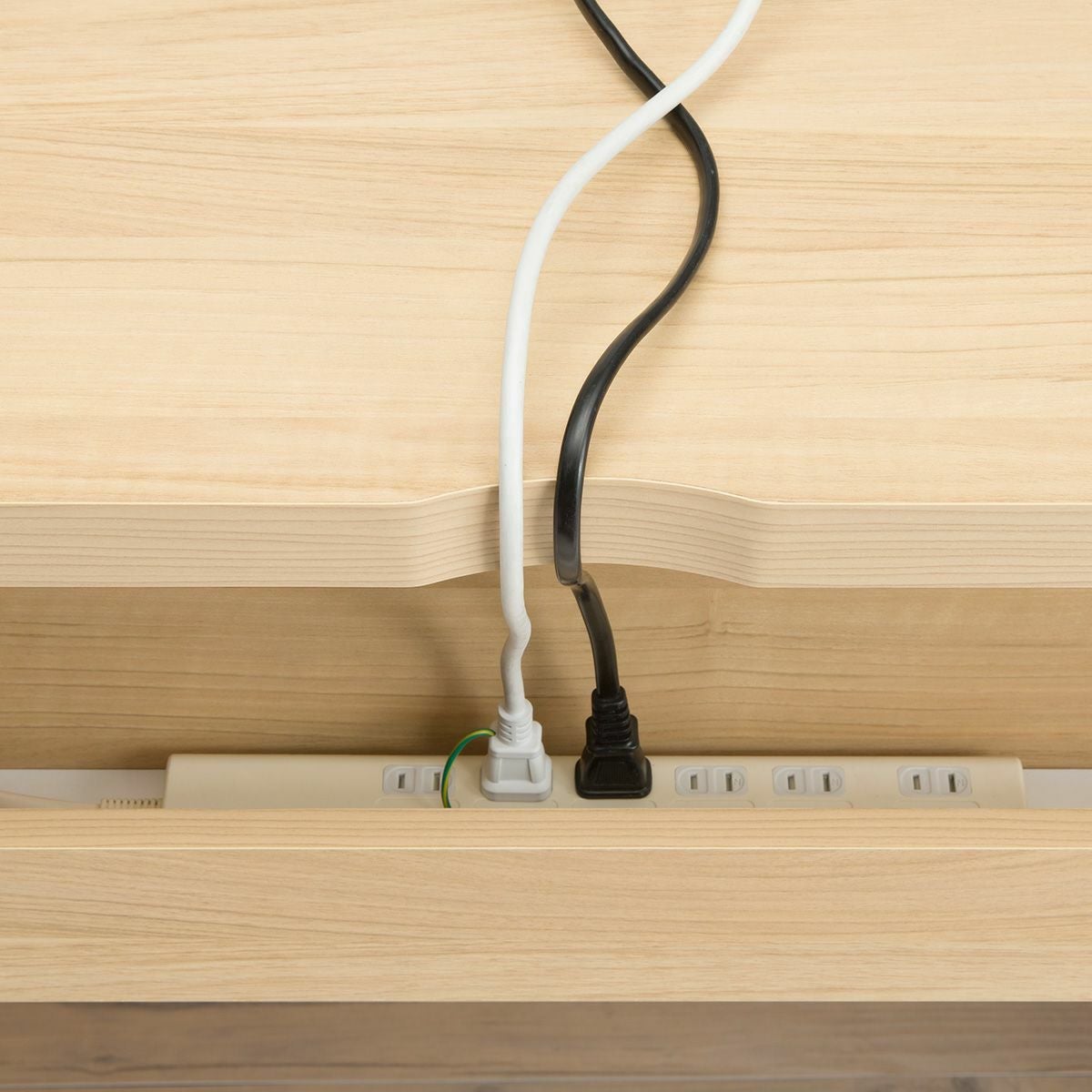 国産 デスク 机 幅120cm 高さ73cm ナチュラルブラウン 電源タップ収納