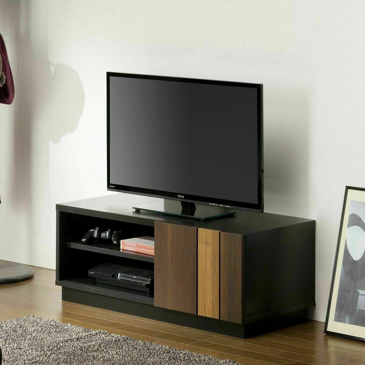 テレビ台 幅90cm 高さ35cm ブラック 黒 32V型対応 北欧テイスト 寄木調
