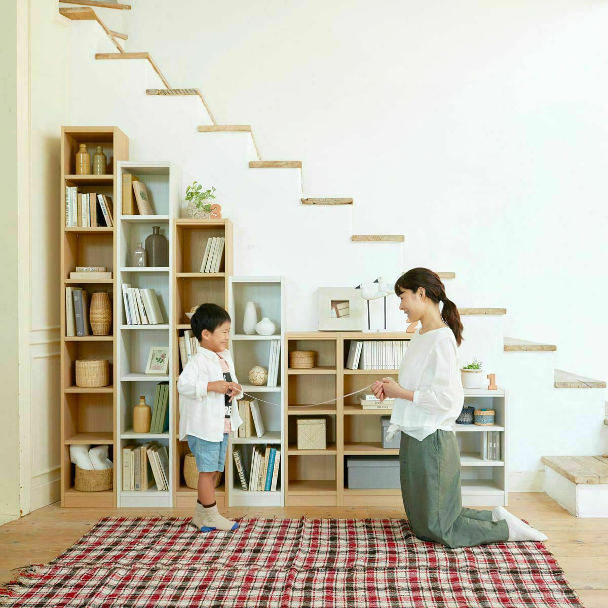 フリーラック 幅44cm 高さ180cm ナチュラルオーク1 全棚可動 本棚