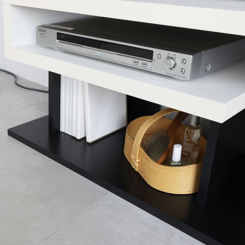 [DVDの収納や飾り棚として]中棚下のスペースは、内寸高さ19.6cm。DVDやCDが収納できる高さです。※画像はWH色