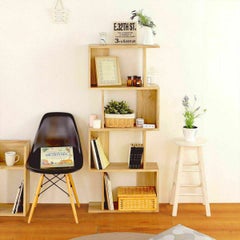 ディスプレイラック 棚 幅60cm 高さ143cm ビンテージナチュラル S字 飾り棚 パーテーション 背面化粧有 シェルフ