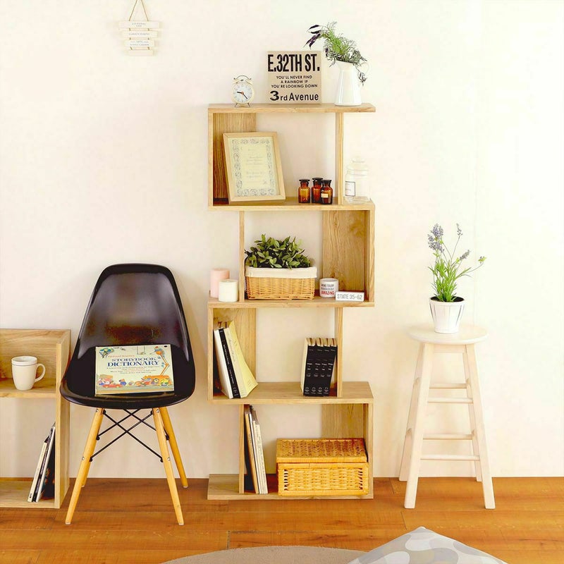 ディスプレイラック 棚 幅60cm 高さ143cm ビンテージナチュラル S字 飾り棚 パーテーション 背面化粧有 シェルフ