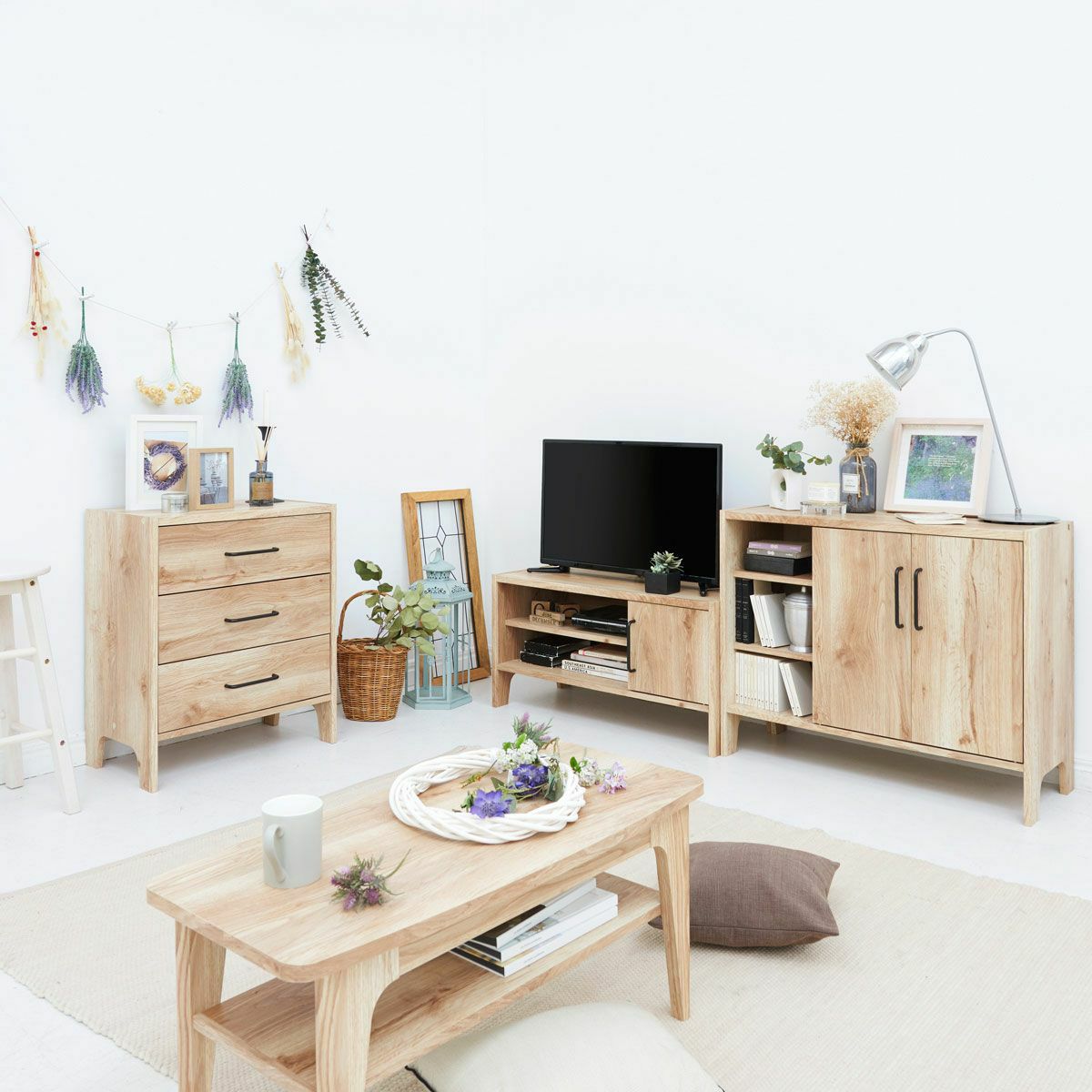 テレビ台 幅88cm 高さ45cm ビンテージナチュラル 組み立て簡単 32V型