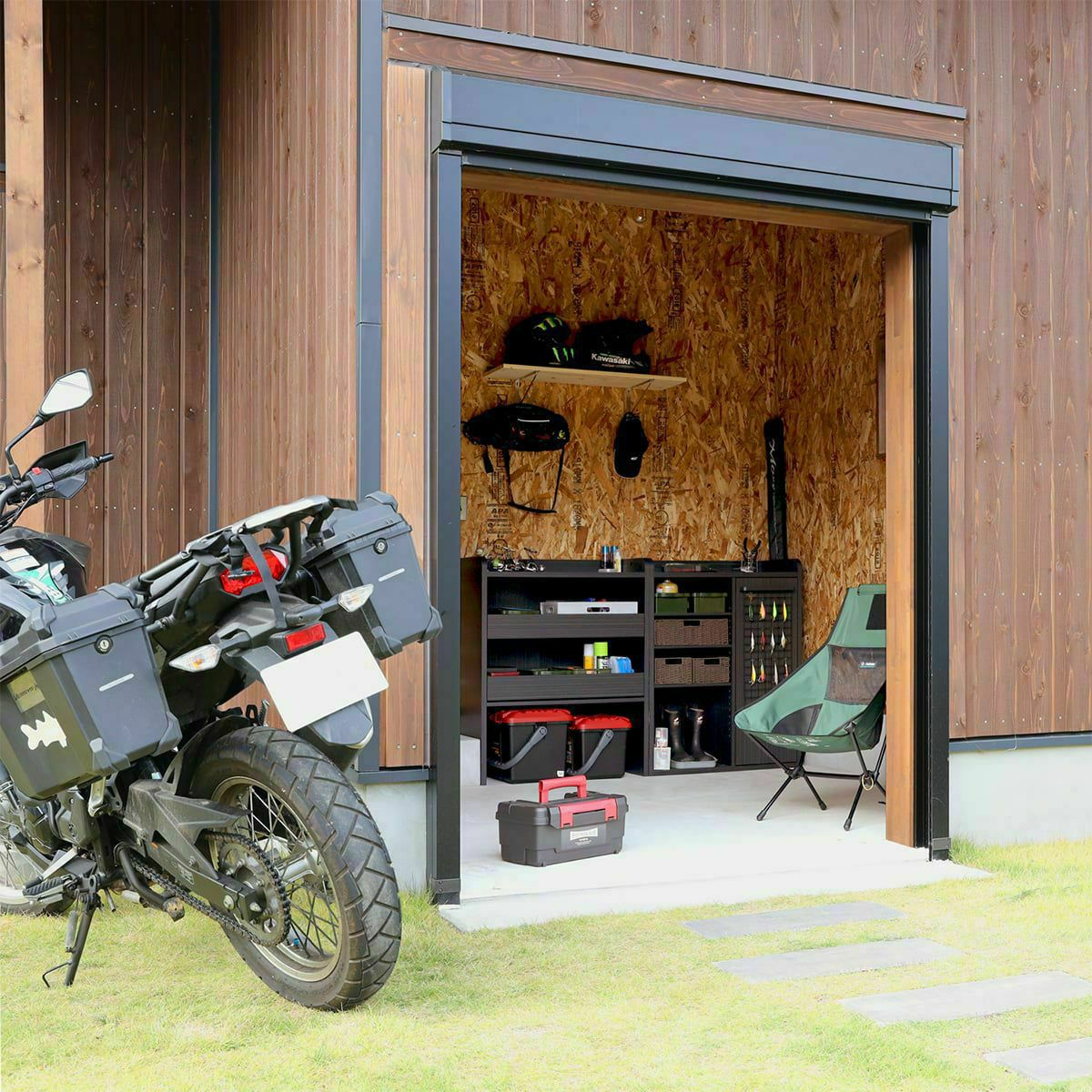 釣具収納 引出トレータイプ 幅80cm 高さ101cm ブラック 黒 木目