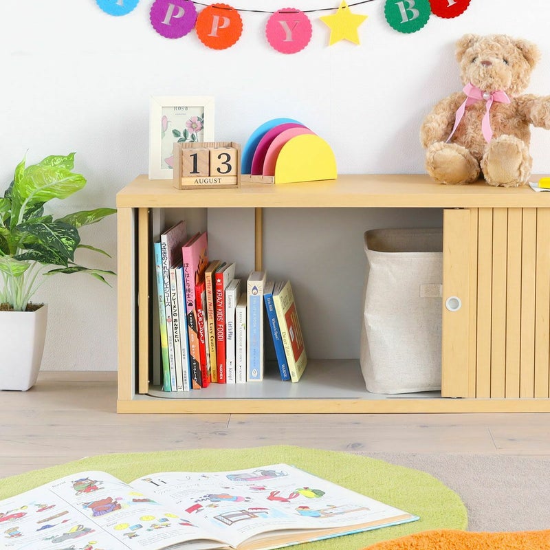 [図鑑や絵本の収納]A4サイズ高さの本が収納できます。図鑑や絵本などもたくさん収納できますよ。※画像はNA色