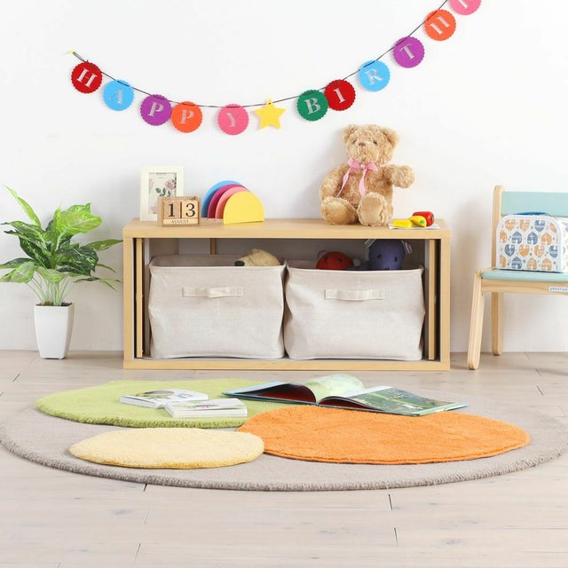 キッズ用キャビネット おもちゃ箱 幅91cm 高さ38cm ナチュラルブラウン 