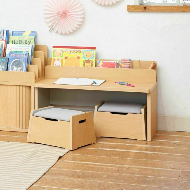 キッズ用デスク 机 絵本棚 幅91cm 高さ54cm ナチュラルブラウン 子供 