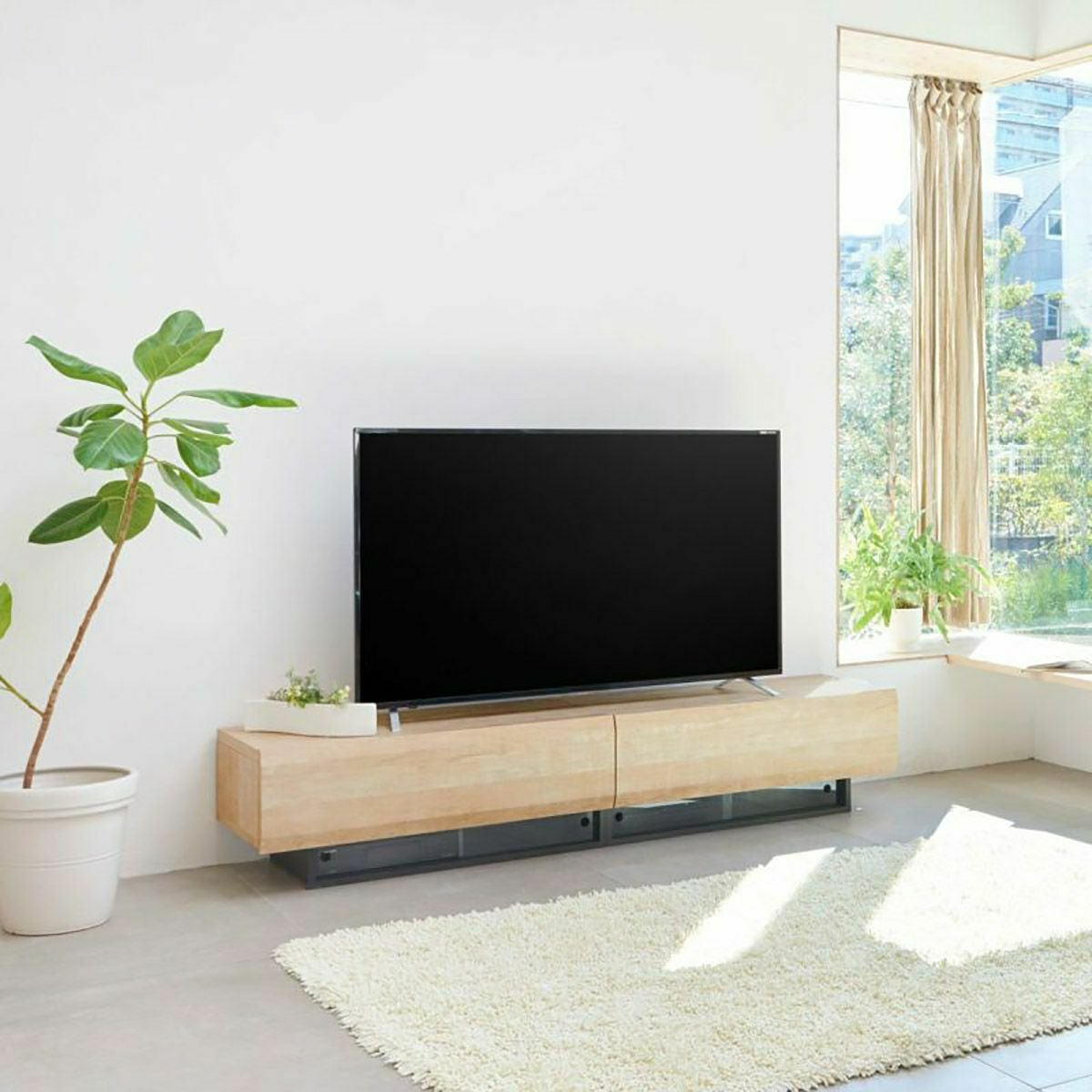 テレビ台 幅180cm 高さ36cm ナチュラルブラウン 75V型対応 木質感の