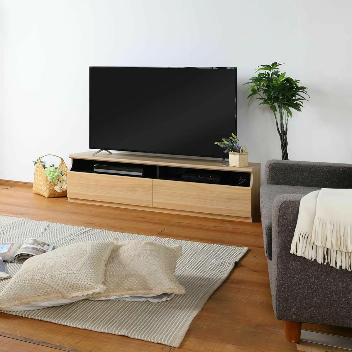 テレビ台 幅149cm 高さ40cm ナチュラルブラウン 65V型対応 シンプル