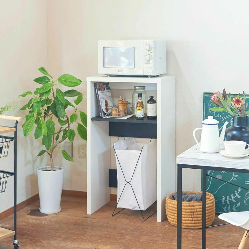 レンジ台 ゴミ箱上ラック 幅60cm 高さ105cm ホワイト 白