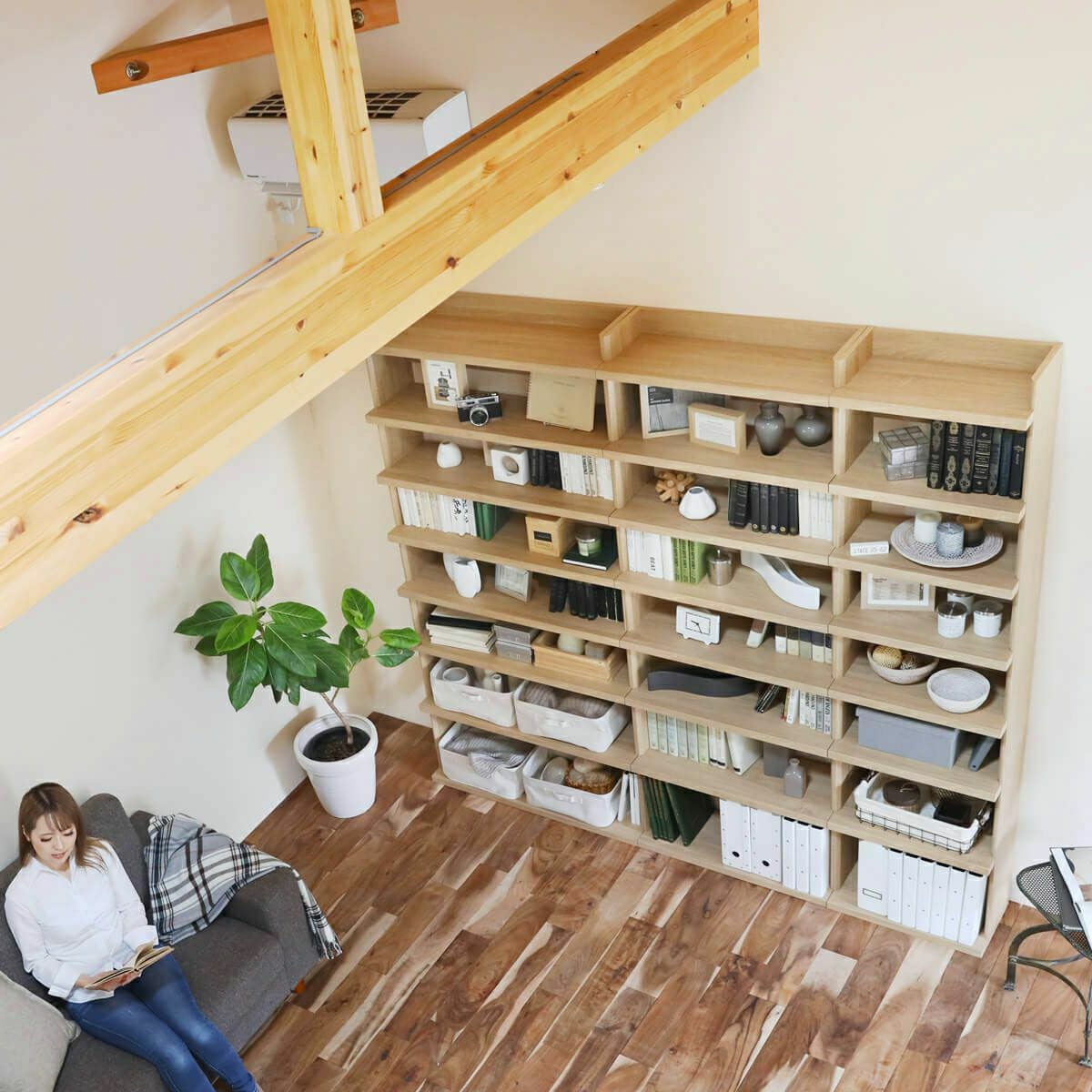 オープンラック シェルフ 幅70cm 高さ200cm ナチュラルブラウン 大型