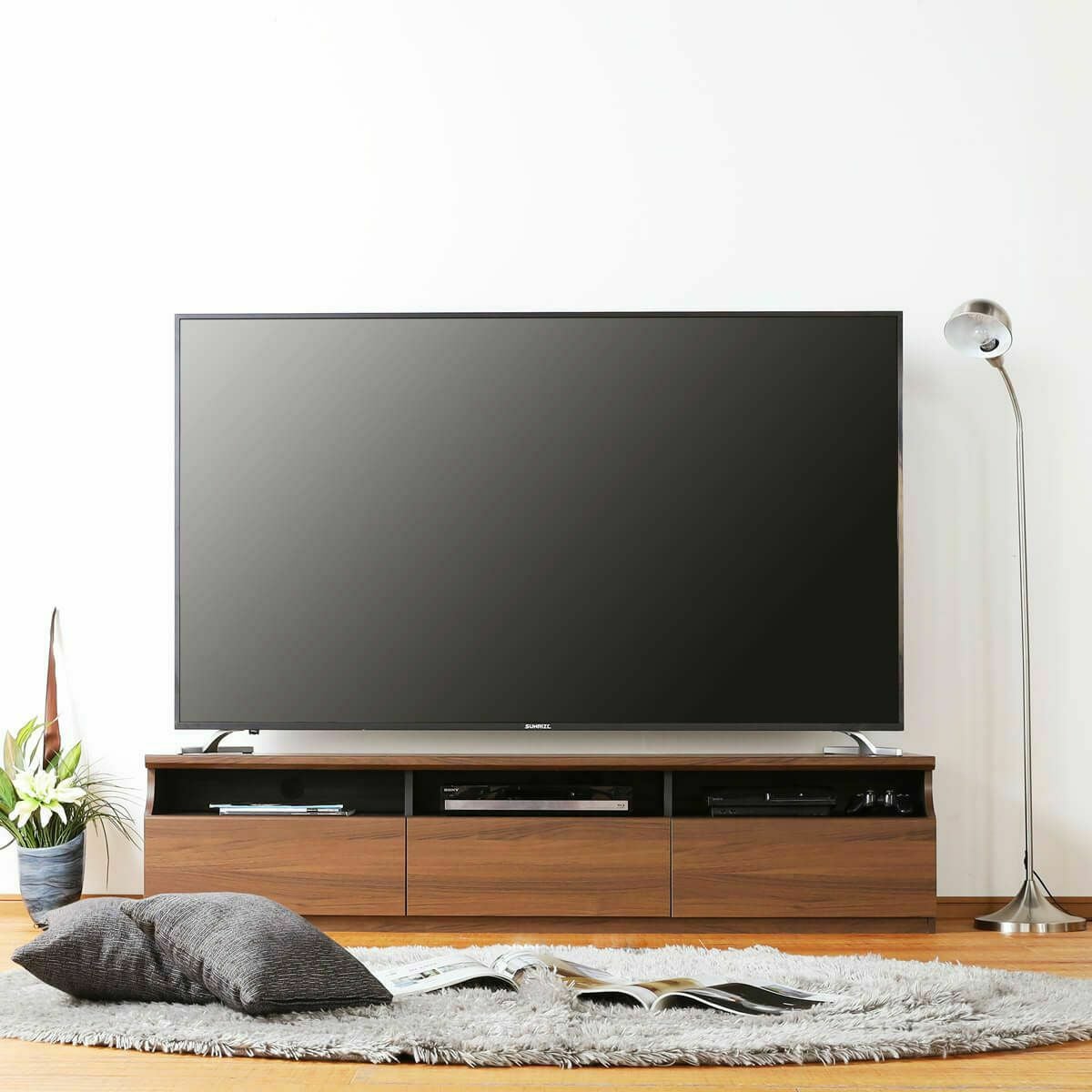 テレビ台 幅178cm 高さ40cm ダークブラウン 75V型対応 シンプル