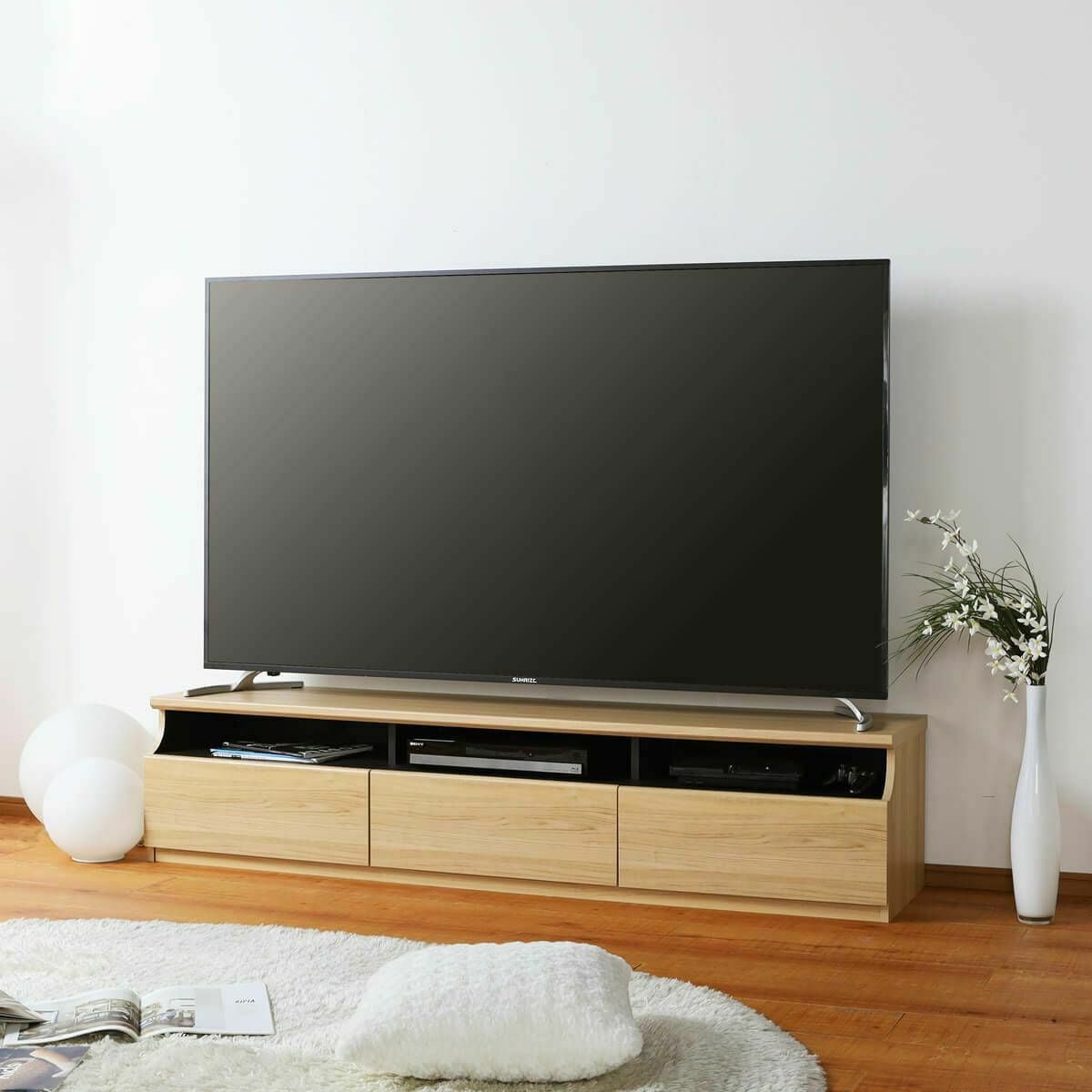 テレビ台 幅178cm 高さ40cm ナチュラルブラウン 75V型対応 シンプル