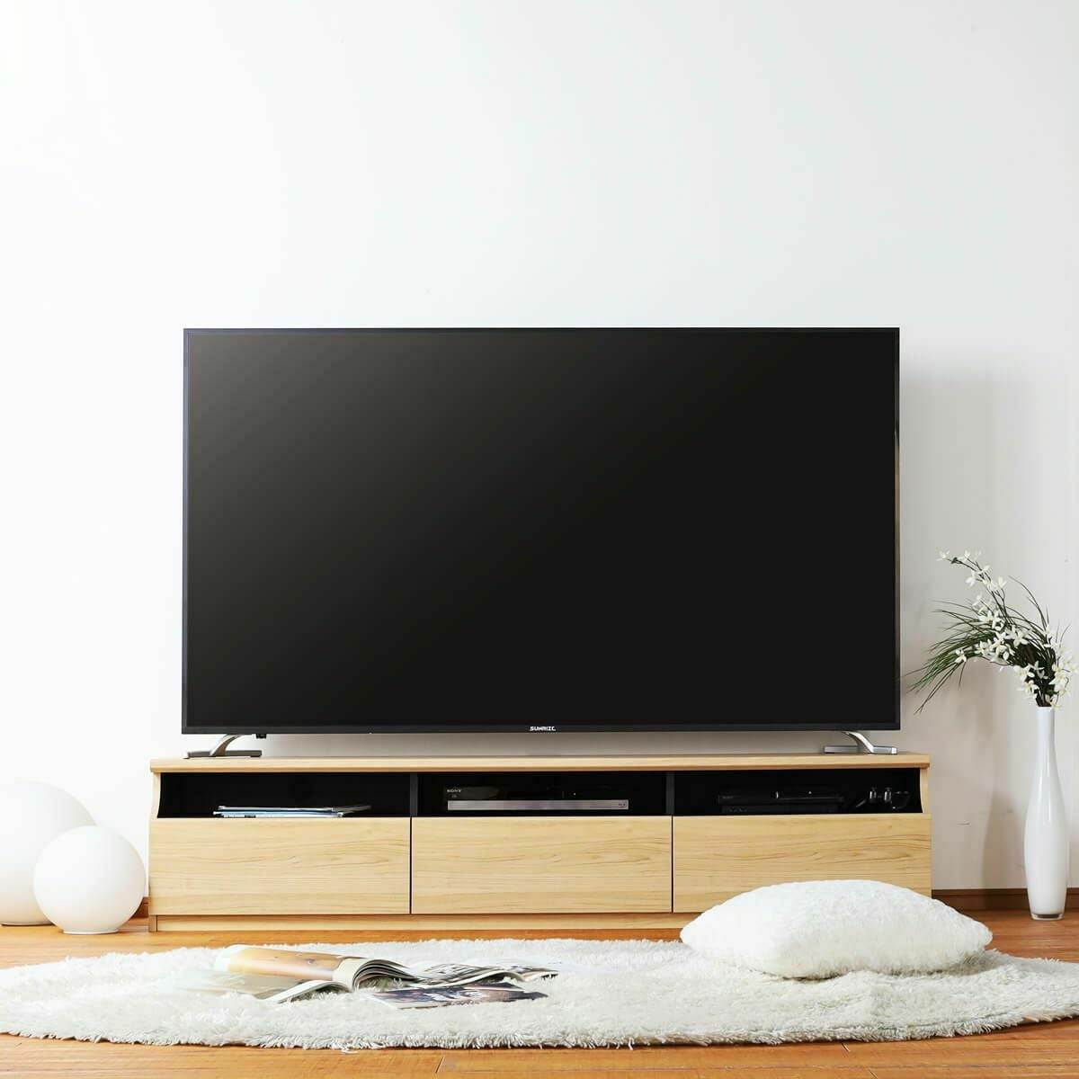テレビ台 幅178cm 高さ40cm ナチュラルブラウン 75V型対応 シンプル