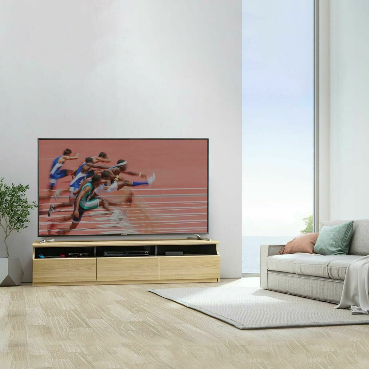 テレビ台 幅178cm 高さ40cm ナチュラルブラウン 75V型対応 シンプル