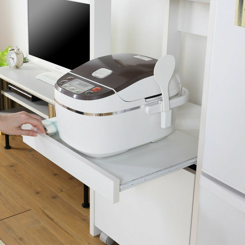 [炊飯器用スライド棚]炊飯器や電気ポットを乗せて簡単に引き出せるスライド棚です。