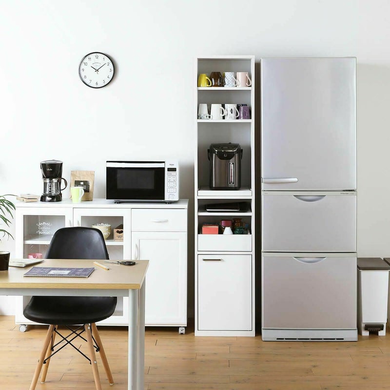 食器棚 幅39cm 高さ180cm ホワイト 白 スリム スライド棚 キッチン収納