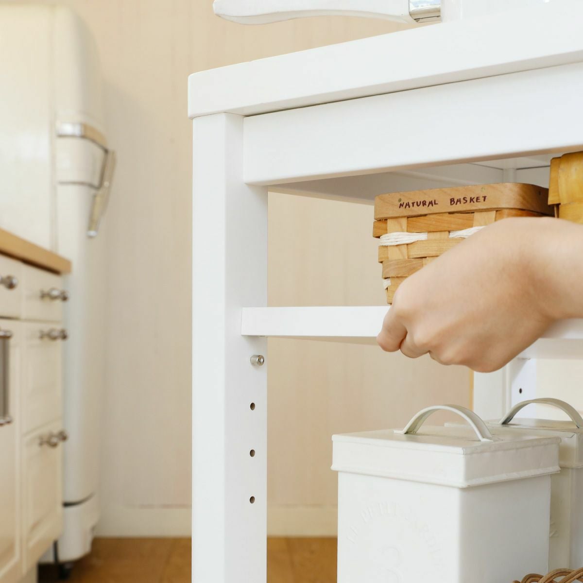 キッチンワゴン 4段 幅53cm 高さ85cm ホワイト 白 メラミン天板