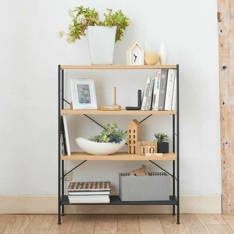 オープンラック シェルフ 幅71cm 高さ93cm ナチュラルブラウン 本棚