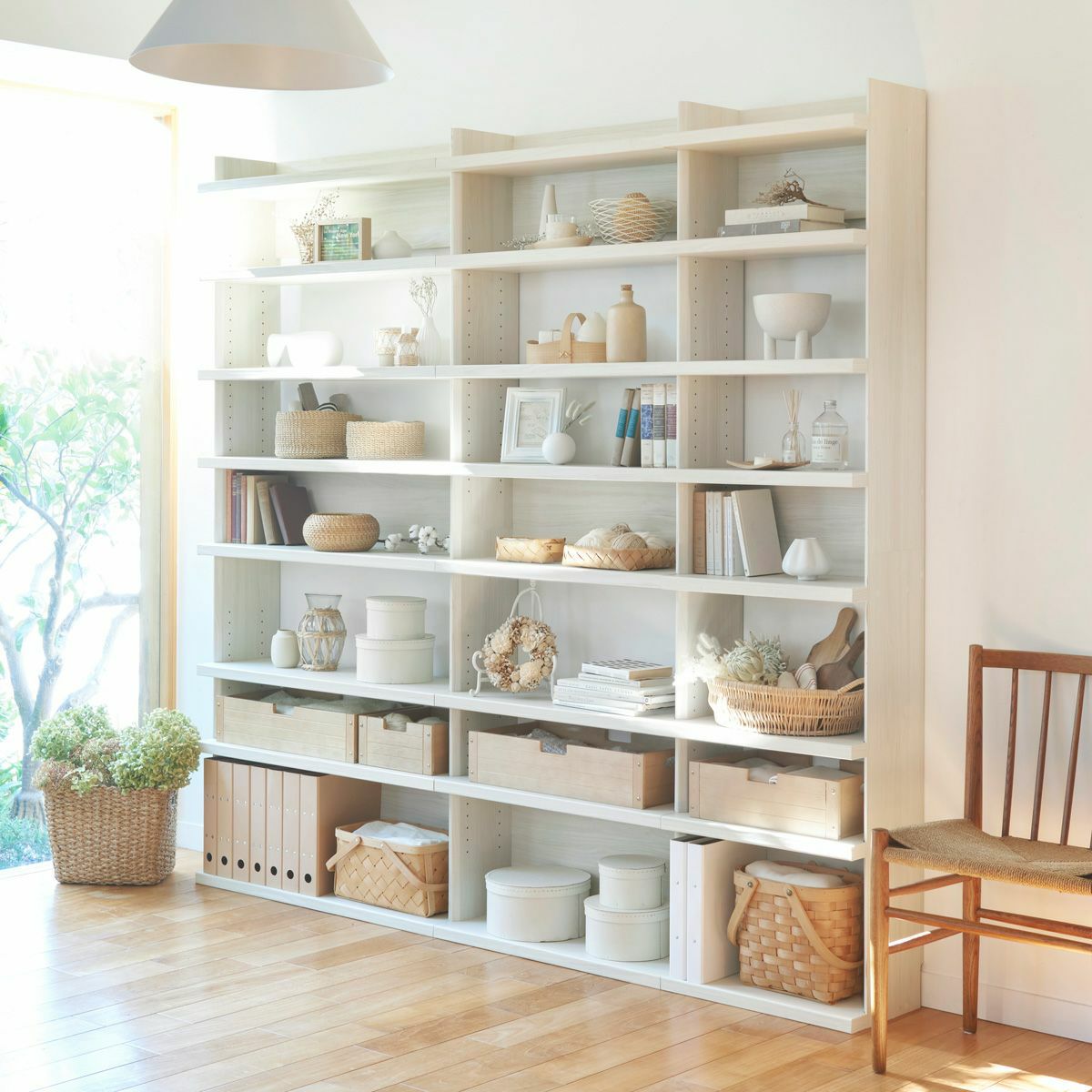 オープンラック シェルフ 幅90cm 高さ200cm アイボリー 大型 本棚 トル