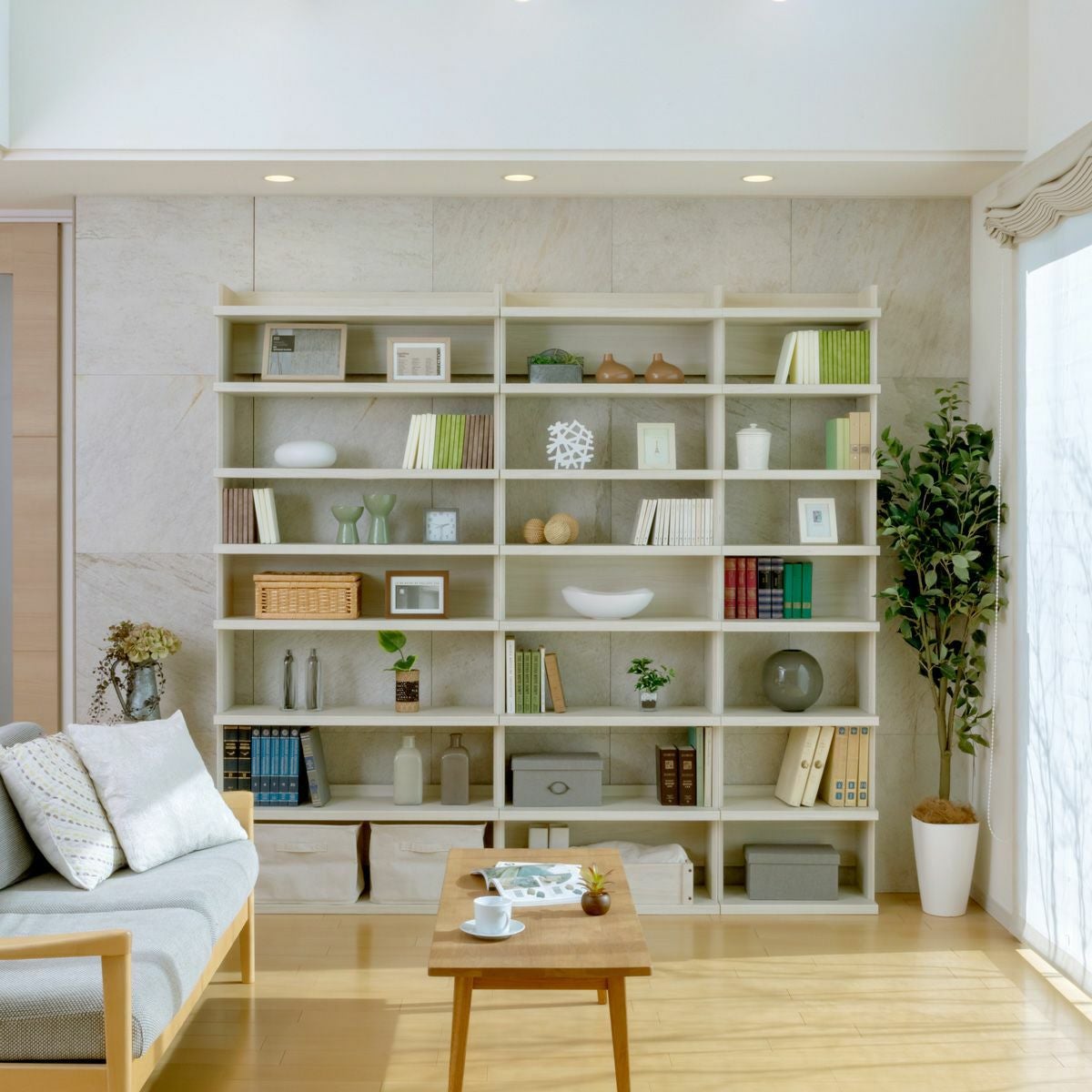 オープンラック シェルフ 幅90cm 高さ200cm アイボリー 大型 本棚 トル