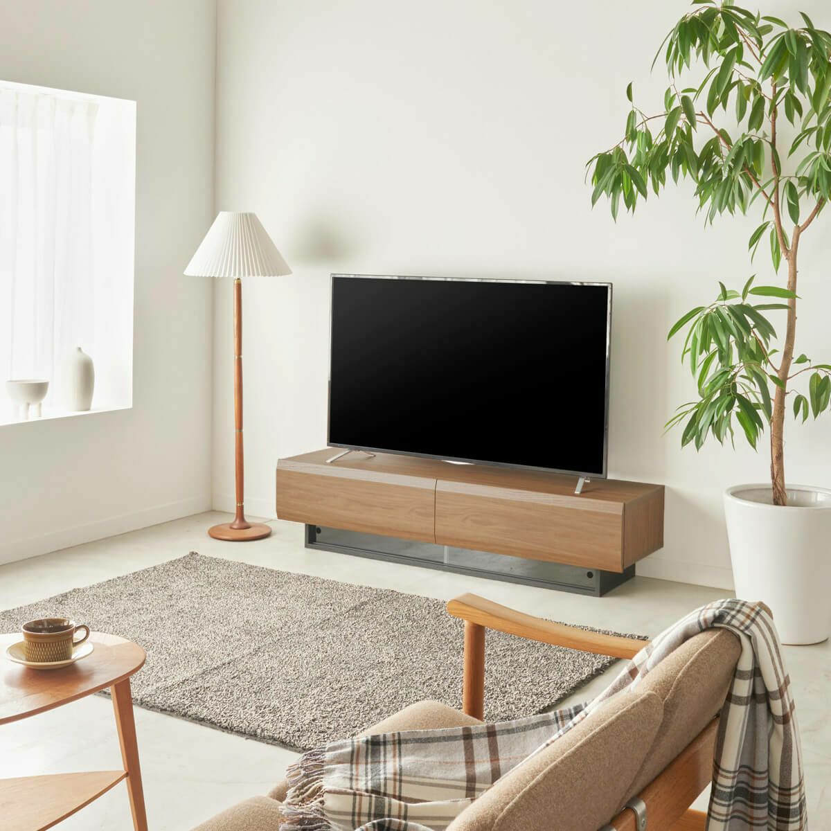 テレビ台 幅150cm 高さ36cm ダークブラウン 65V型対応 木質感のある