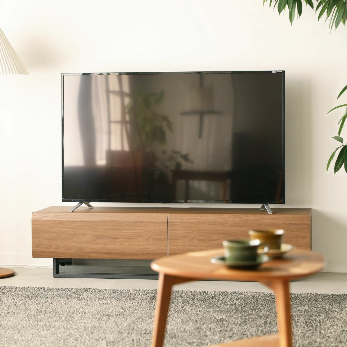 テレビ台 幅150cm 高さ36cm ダークブラウン 65V型対応 木質感のある