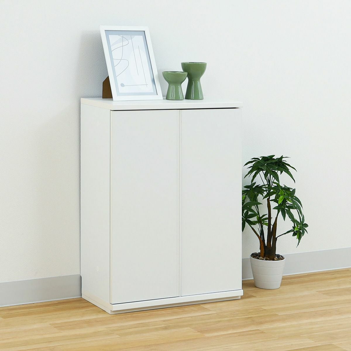 白井産業 カウンター下収納 ラック 扉タイプ ホワイト PTS-8560D キャビネット 棚 幅60cm 高さ85cm ホワイト 白 カウンター下 プッシュ