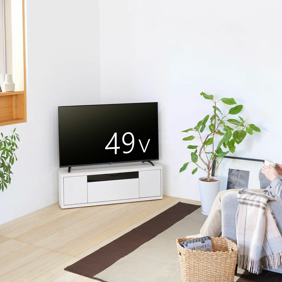 テレビ台 幅110cm 高さ36cm ホワイト 白 コーナータイプ 49V型対応 TV