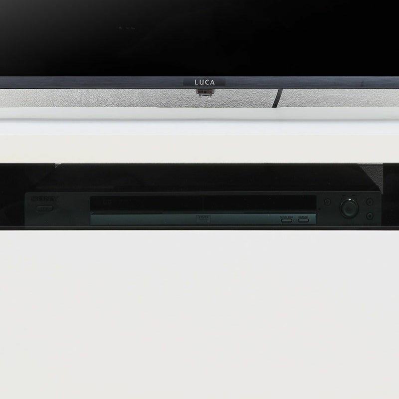 [中を隠せるスモークガラス]引出前板の上部はスモークガラス。収納したDVDレコーダーやゲーム機が見えにくくなり、すっきりとした印象になります。