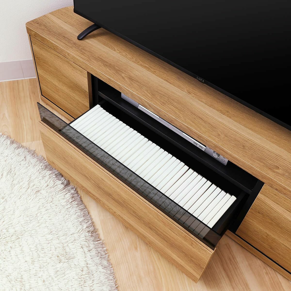 49-55V 白井産業 テレビ台 ローボード テレビボード コーナーテレビ台 テレビ台 幅110cm 高さ36cm ナチュラルブラウン コーナータイプ 49V型