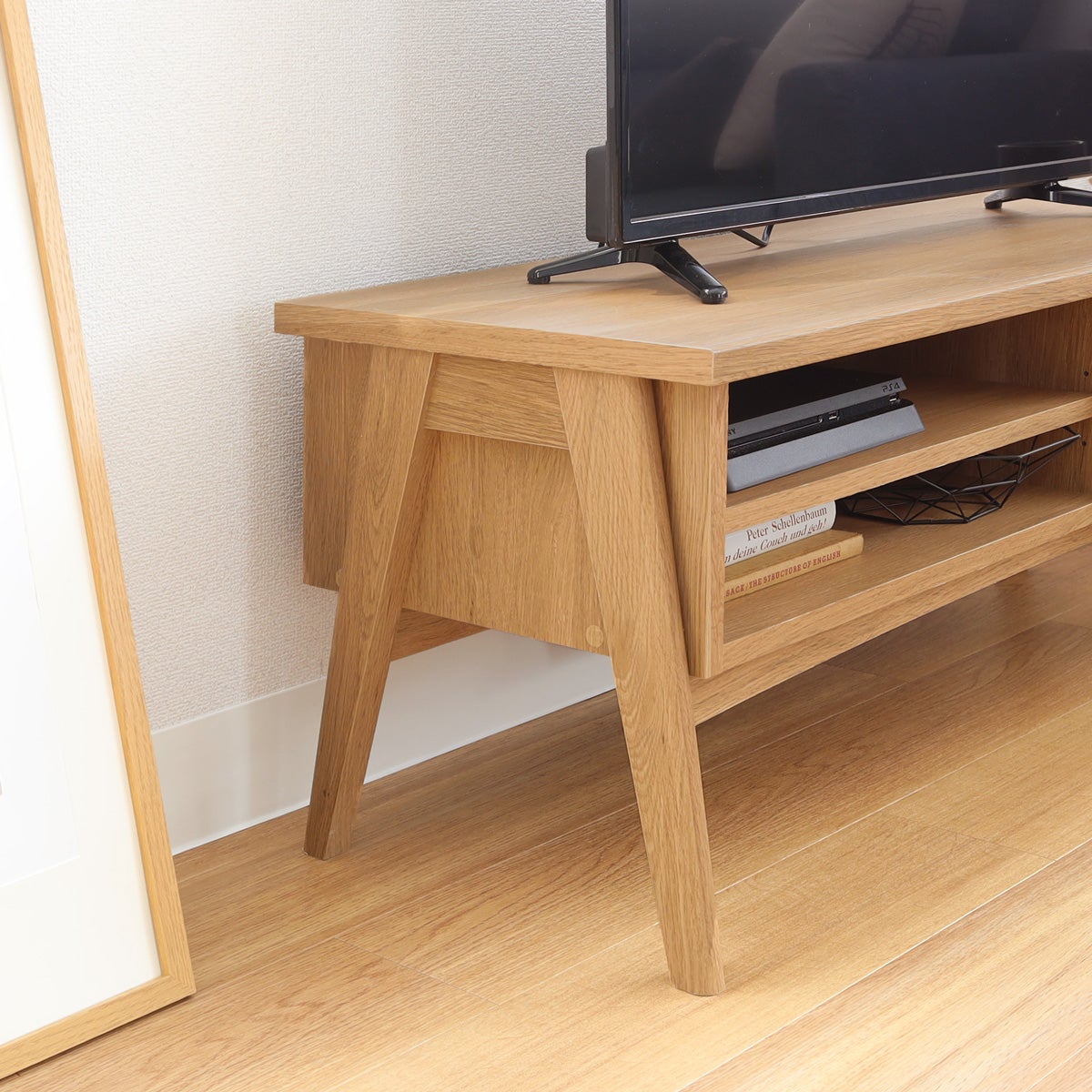 テレビ台　定価19000円　6/19まで　昨年購入 テレビ台 幅90cm 高さ35cm ブラック 黒 32V型対応 北欧テイスト 寄木調