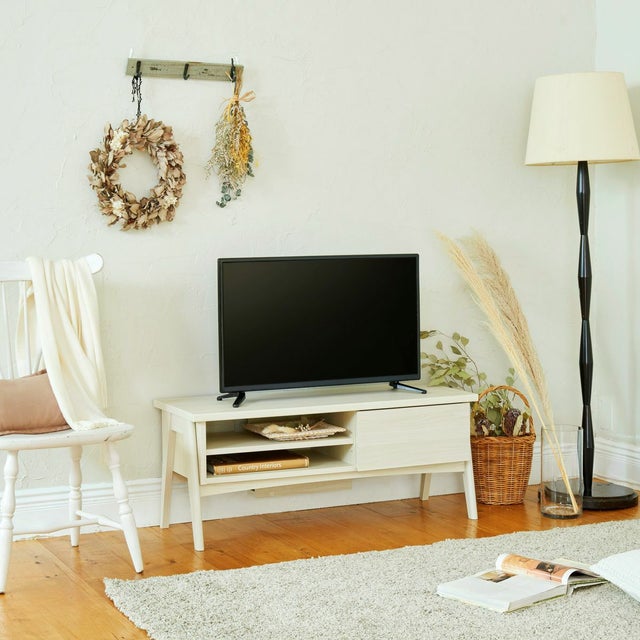テレビ台 幅101cm 高さ42cm アイボリー 43V型対応 TVボード ローボード 