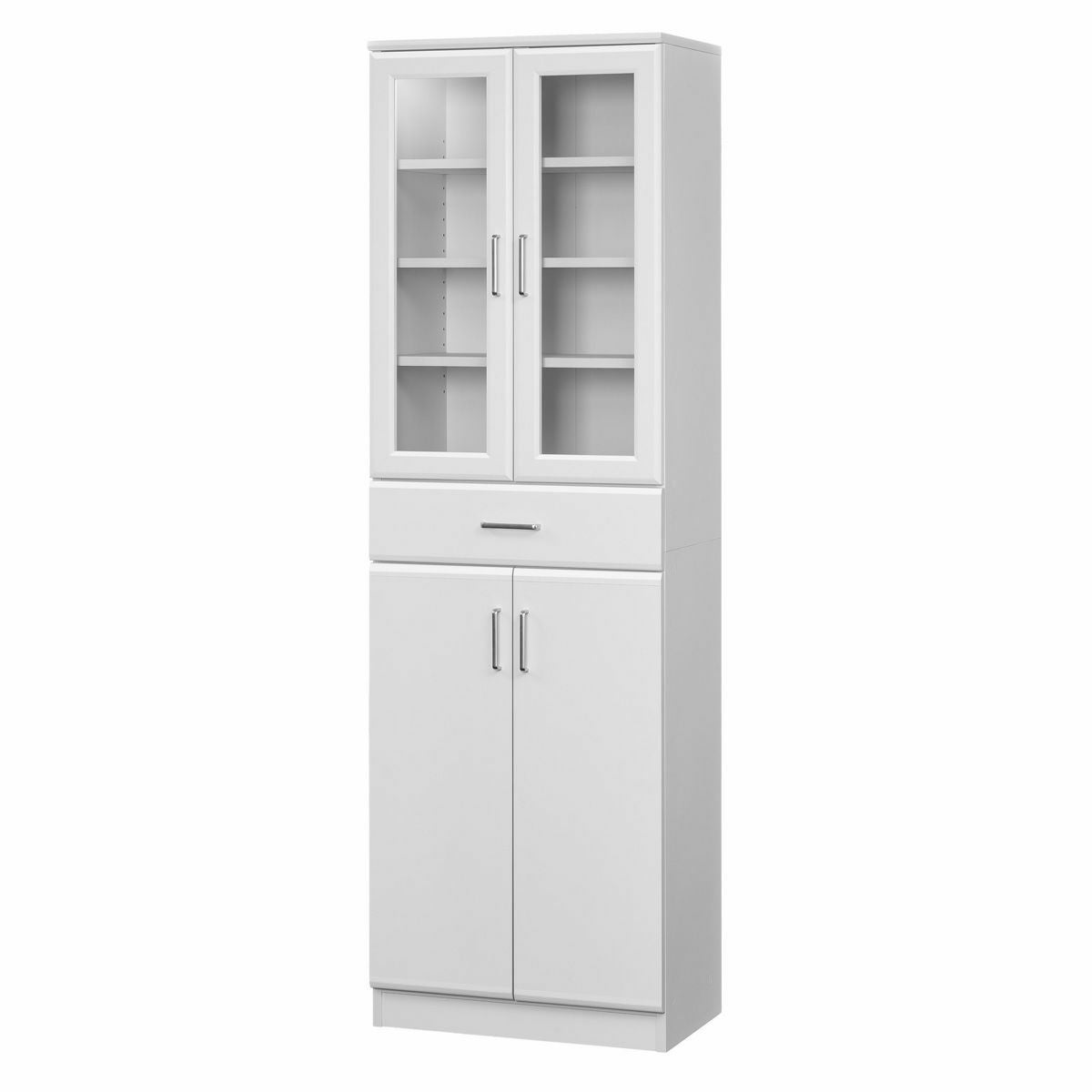 食器棚 白/シルバー W81 ×H181 ×D41 クリーニング済み 食器棚 幅57cm 高さ181cm ホワイト 白 キッチン収納 シンプル ベアルモ