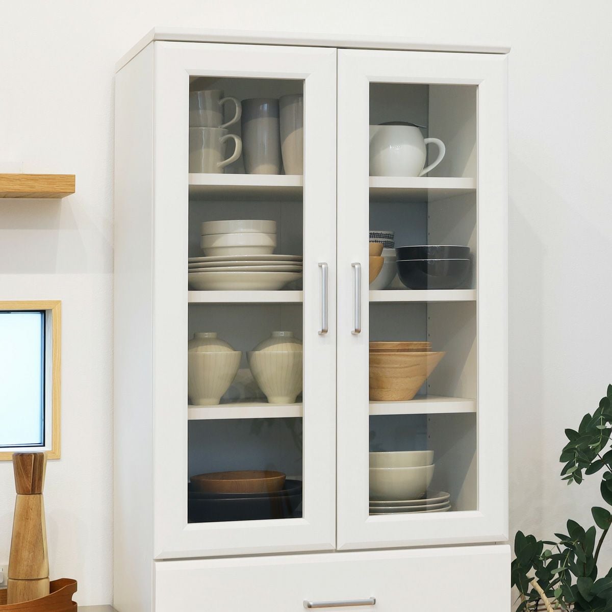 食器棚 幅57cm 高さ181cm ホワイト 白 キッチン収納 シンプル ベアルモ