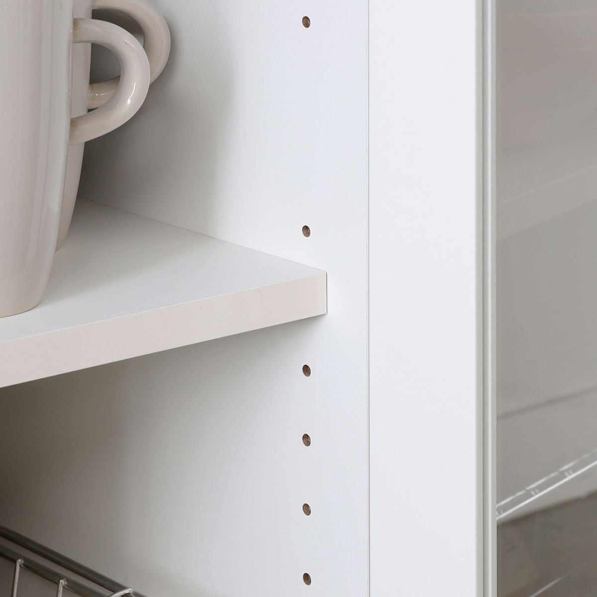 カウンターワゴン レンジ台 幅74cm 高さ85cm ホワイト 白 スライド棚