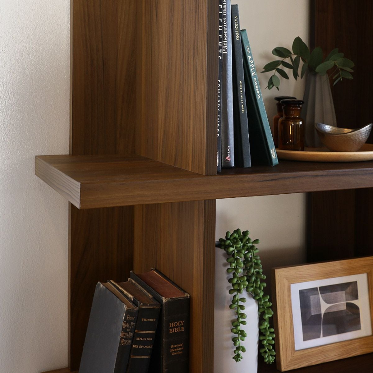 ディスプレイラック 棚 幅82cm 高さ113cm ダークブラウン 飾り棚