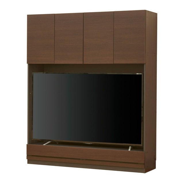 国産 壁面収納 テレビ台 幅150cm 高さ180cm ダークブラウン 65V型対応 